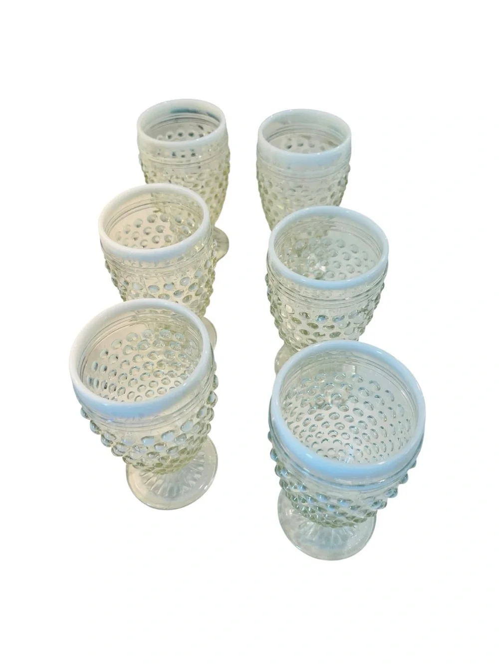 Vintage Anchor Hocking Moonstone Opalescent Hobnail Goblets Set of 6  10 Oz